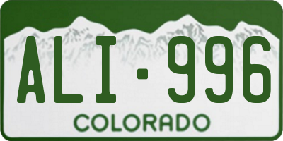 CO license plate ALI996