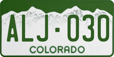 CO license plate ALJ030