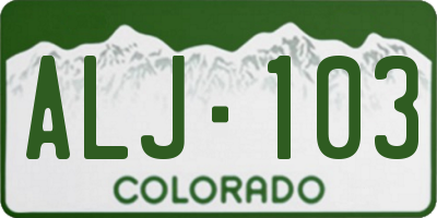 CO license plate ALJ103