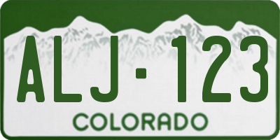 CO license plate ALJ123
