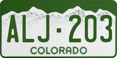 CO license plate ALJ203