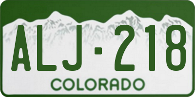 CO license plate ALJ218