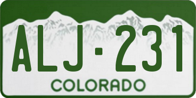 CO license plate ALJ231