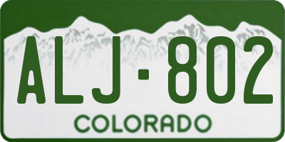 CO license plate ALJ802