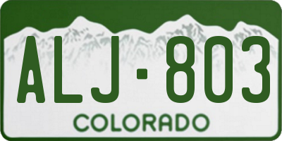 CO license plate ALJ803