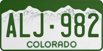 CO license plate ALJ982