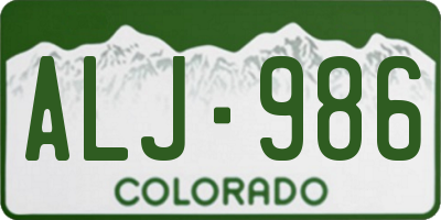 CO license plate ALJ986