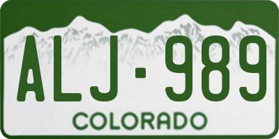 CO license plate ALJ989