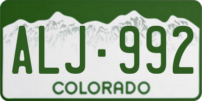 CO license plate ALJ992