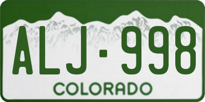 CO license plate ALJ998