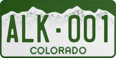 CO license plate ALK001