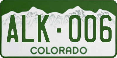 CO license plate ALK006