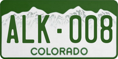 CO license plate ALK008