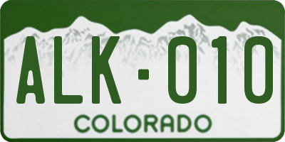 CO license plate ALK010