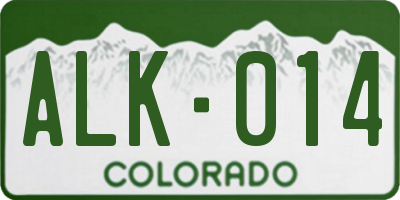 CO license plate ALK014