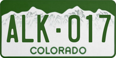 CO license plate ALK017