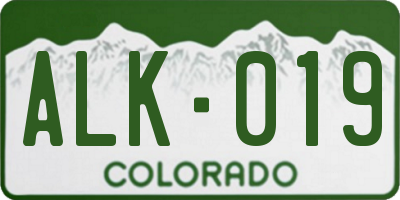 CO license plate ALK019