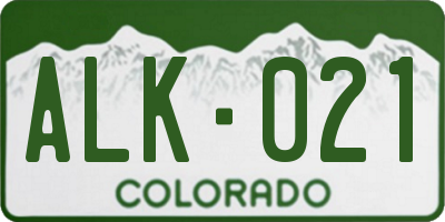 CO license plate ALK021
