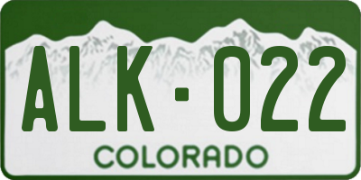CO license plate ALK022