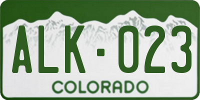 CO license plate ALK023