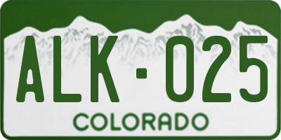 CO license plate ALK025