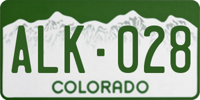 CO license plate ALK028