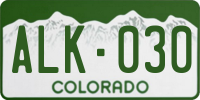 CO license plate ALK030