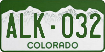 CO license plate ALK032
