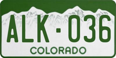 CO license plate ALK036