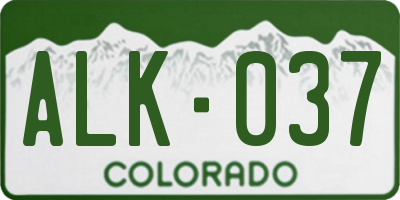 CO license plate ALK037