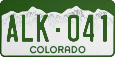 CO license plate ALK041
