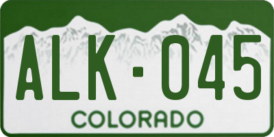 CO license plate ALK045