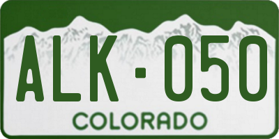 CO license plate ALK050