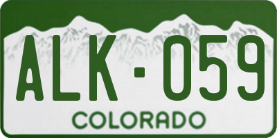 CO license plate ALK059