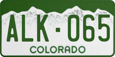 CO license plate ALK065