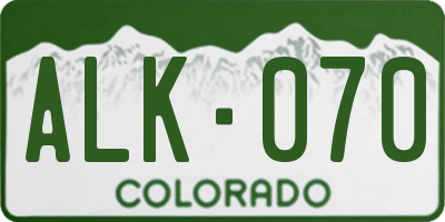 CO license plate ALK070