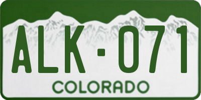 CO license plate ALK071