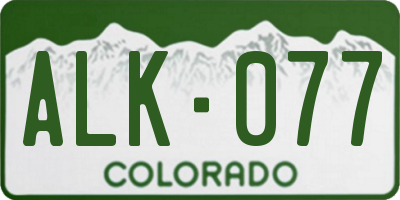 CO license plate ALK077