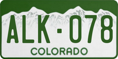 CO license plate ALK078