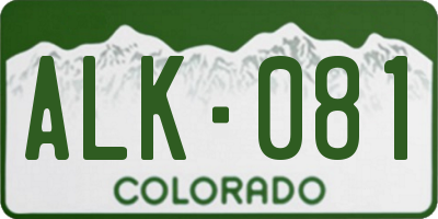 CO license plate ALK081