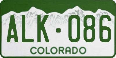 CO license plate ALK086
