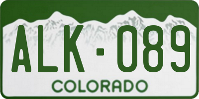CO license plate ALK089