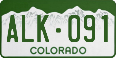 CO license plate ALK091