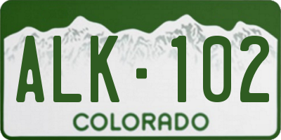 CO license plate ALK102