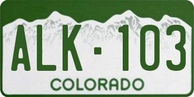 CO license plate ALK103