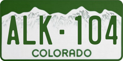 CO license plate ALK104