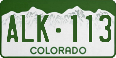 CO license plate ALK113