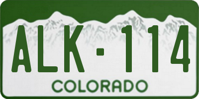 CO license plate ALK114