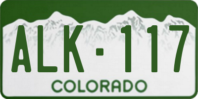 CO license plate ALK117