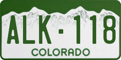 CO license plate ALK118